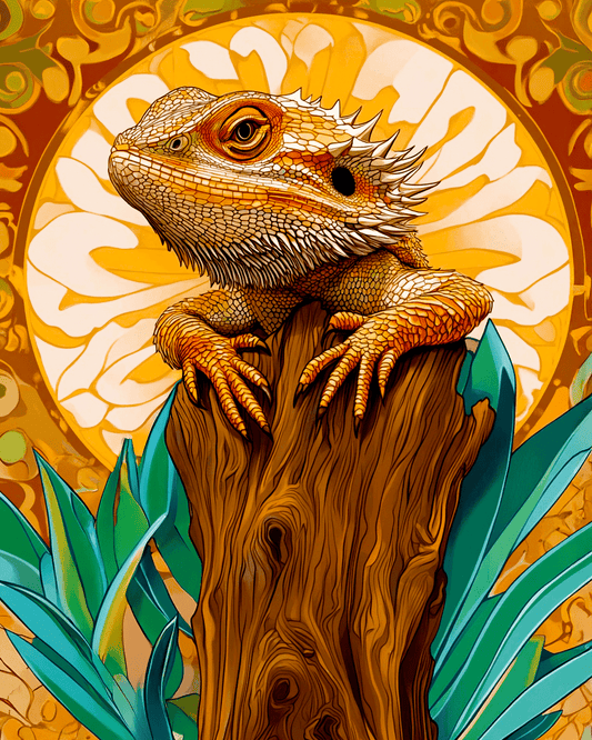 Stylized Bearded Dragon #1 - Pet Modern Art Prints – 8″x10″ Artwork for 11″x14″ Frame