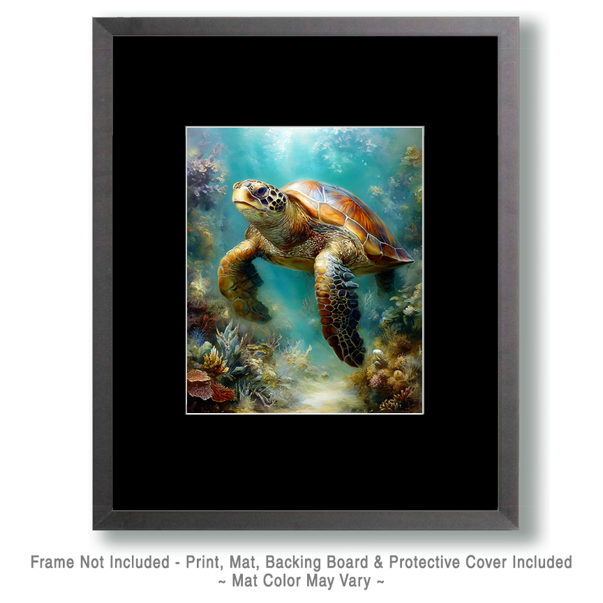 Oncoming Sea Turtle - Ocean Life Art Print
